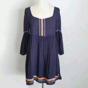 Umgee embroidered empire dress tunic bell sleeve Medium